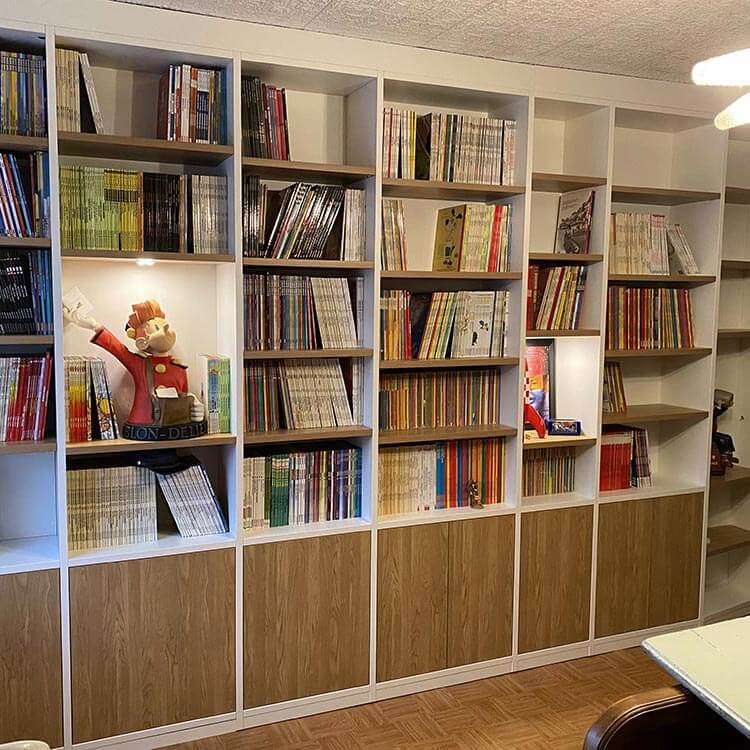 Bibliothèque de Bandes Dessinées sur mesure à Strasbourg blanc et bois